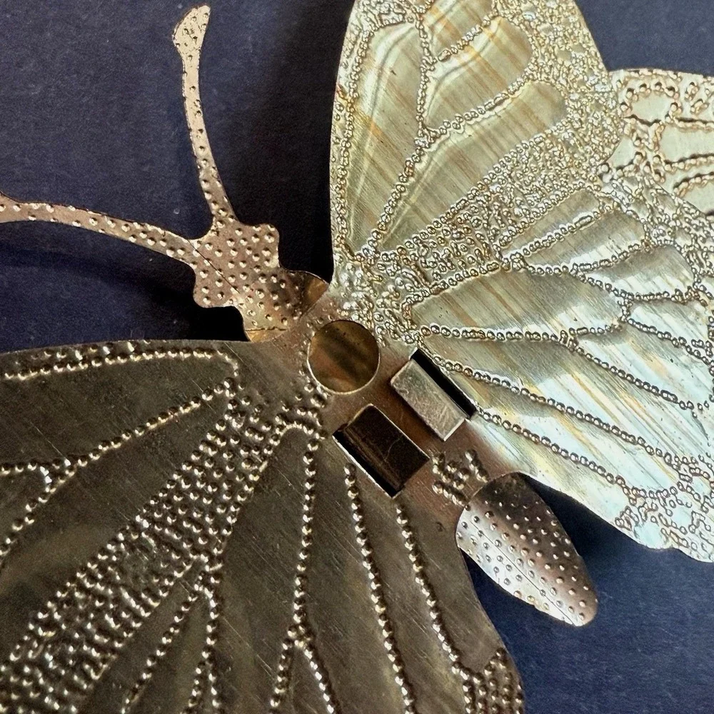 Vintage Mid Century Modern Butterfly Home Interior Metal Wall Decor Art Gold MCM